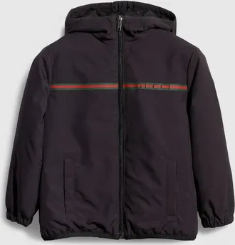 Gucci Kids - Nylon Zip Jacket With Web, Size 12 years, Blue, Ready-to-wear