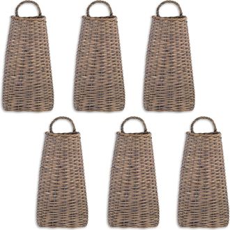 Melrose International Woven Willow Wall Basket (Set of 6) - Brown