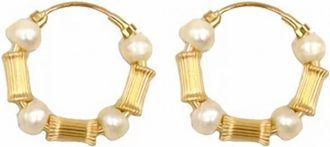 Paradigm Design Womens Santorini Pearl Hoop Earrings In Gold
