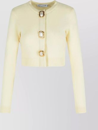 Self Portrait wool ribbed cropped cardigan