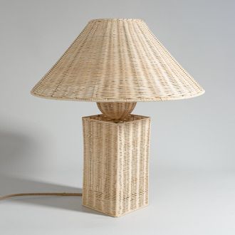 Maisons du monde L&aacute;mpara y pantalla c&oacute;nica de rat&aacute;n