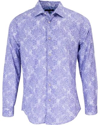 Lords of Harlech Mens Nigel Paisley Wave Shirt In Lavender