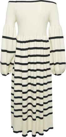 Joslin Joslin ribbed stripes button midi dress - Neutrals