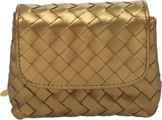 Bottega Veneta Gold Leather Clutch Bag (Pre-Owned)