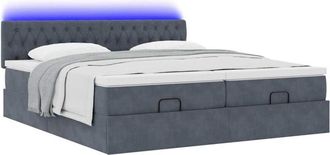 vidaXL Estructura Cama Otomana Colchones Terciopelo Gris Oscuro Vidaxl