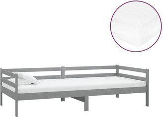 vidaXL Vidaxl - Sof&aacute; Cama Con Colch&oacute;n Madera De Pino Maciza Gris 90x200 Cm