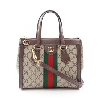 Gucci Beige Brown Multi-Color Pvc Leather Handbag Tote Bag (Pre-Owned)