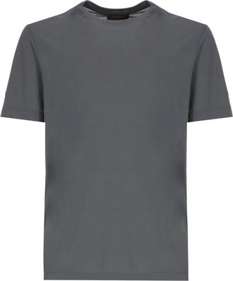 Zanone Grey Cotton Crewneck T-Shirt