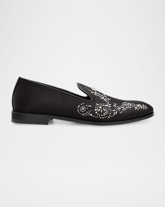Versace Mens Medusa Strass Satin Slippers