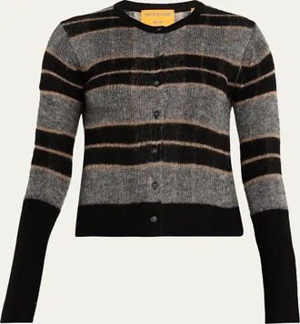 Guest In Residence Shadow Plaid Cashmere Cardigan