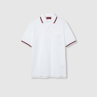 Gucci Cotton Piquet Polo Shirt With Web, Size XXL, White