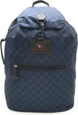 Louis Vuitton Navy Nylon Leather Backpack (Pre-Owned)