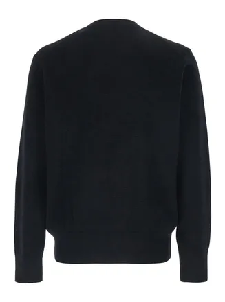 Ami Mens Crewneck Sweater, Black Wool Tops Top