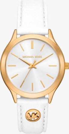 Michael Kors Slim Runway Gold-Tone and Leather Watch