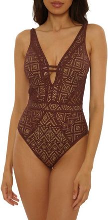 BECCA by Rebecca Virtue Keyhole One-Piece Swimsuit in Mocha/Tan at Nordstrom, Size X-Small