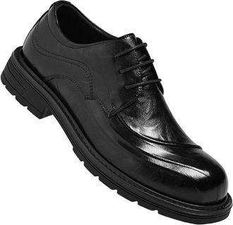 Generic Mens Oxford Shoes Round Toe Large Size British Fashion Leather Dress Business Footwear for Office Work and Formal Use(Black,10.5)