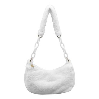 Generic Fashion Autumn Winter Plush Underarm Bag Women Acrylic Chain Pure Color Handbags (White)