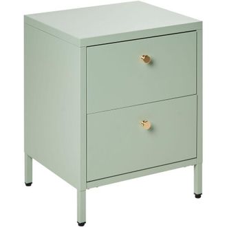 Beliani Bedside Table Mint Green Steel Nightstand Industrial Design 2 Drawers Bedroom Storage Furniture KYLEA