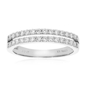 Vir Jewels 1/2 cttw 28 Stones Round Lab Grown Diamond Wedding Band.925 Sterling Silver Prong Set
