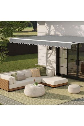 Living and Home Window & Door Awning Canopy - UV & Weather Resistant 158x118 High-Quality Polyester Fabric w/ Aluminium Brackets for Porch, Patio