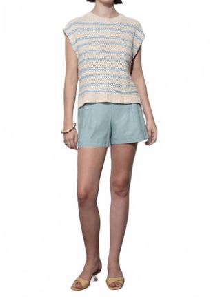 Greylin Solana Boxy Sweater Top In Ivory Blue