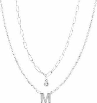 Meshmerise Diamond Initial Charm Necklace in White-M at Nordstrom Rack