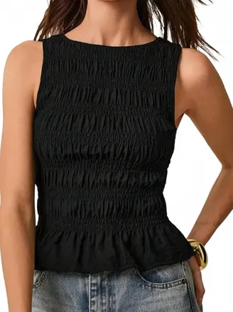 Pistola Denim Phoebe Smocked Tank Top In Black