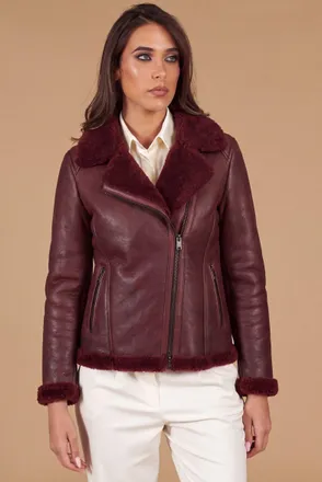 D'Arienzo Montone shearling bordeaux con cerniera trasversale DArienzo, Seleziona Taglia XL, Colore Bordeaux