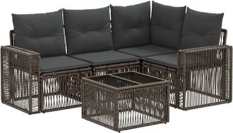 vidaXL Conjunto De Sof&aacute;s De Jard&iacute;n 5 Uds. Gris Y Gris Oscuro Vidaxl