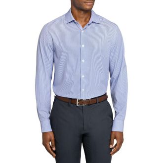 W.R.K Slim Fit Tile Print Performance Dress Shirt in White/Purple at Nordstrom, Size 15.5 - R
