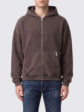Represent Felpa con cappuccio e zip in cotone con tasca a marsupio e logo