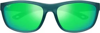 Maui Jim Nuu Landing 60mm PolarizedPlus2 Rectangular Sunglasses in Teal at Nordstrom