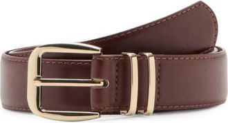 Mango Square Buckle Belt in Brown at Nordstrom, Size Medium