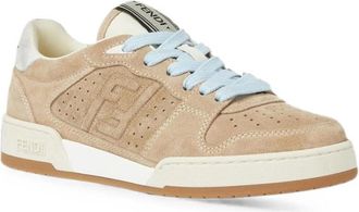 Fendi Beige Logo Leather Sneakers