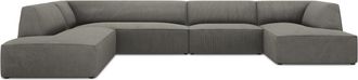 BLOOMINGLOFT 7-Sitzer Panorama-Sofa Sao 366 x 273 cm, mit Cordbezug - lange Seite links