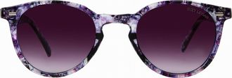 Suzy Levian Womens Purple Tortoise Round Lens Silver Accent Sunglasses