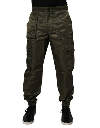 Dolce & Gabbana Mens Dark Green Nylon Cargo Pants