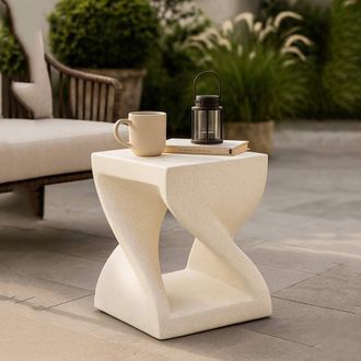 Dmora Mesa De Centro Gale, Para Interior/exterior, Cuadrada, Color Blanco, 42x53x42h Cm M&aacute;rmol Blanco