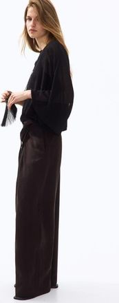 H&M Tie-detail Twill Pants in Dark Brown at Nordstrom, Size 12