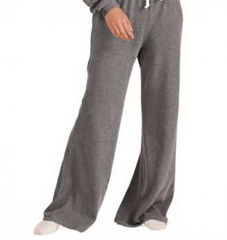 bobi Wide Leg Drawstring Pants In Dark Grey