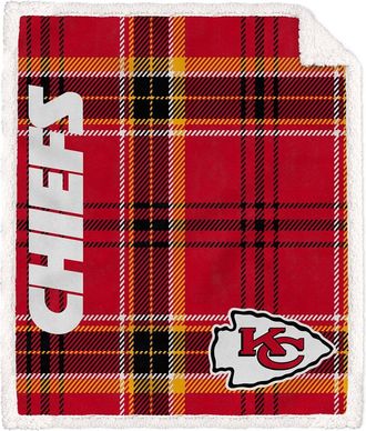 Pegasus Sports Kansas City Chiefs Nfl Team Classic Plaid Sherpa Throw