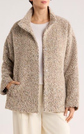 Eileen Fisher Alpaca & Wool Blend Faux Shearling Short Coat in Biscuit at Nordstrom, Size X-Large