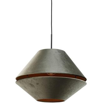 QAZQA Pendant Lamp Black with Double Velvet Lampshade Green with Gold Interior - Combi 1