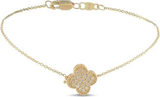 Luxury Bazaar 18kt geelgouden Clover armband met diamant