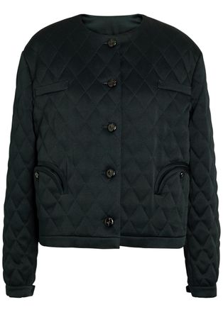 Blaz&eacute; Milano Quilted Satin Bolero Jacket - Dark Blue - 0 (UK6 / XS)
