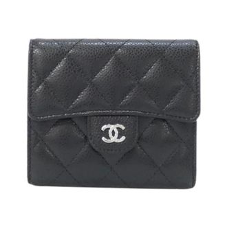 Chanel Pre-owned Timeless Classic Caviar Skin Wallet - Dames - Pre-owned - Zwart - Maat: ONE Size Leer