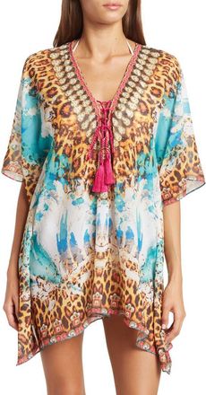 Ranee’s Lace-Up Printed Ruana in Turquoise at Nordstrom Rack