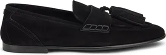 Dolce & Gabbana Mens Moccasin Ariosto Black Suede Leather Loafers