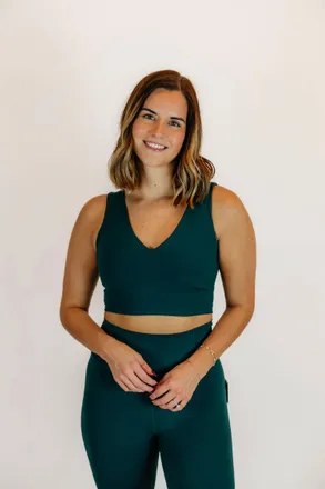 Free People Never Better Crop Cami Bra In Evergreen