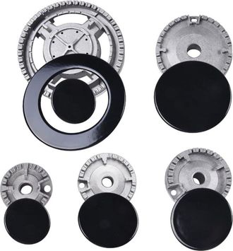 OEM Quemadores Universales Para Placa De Gas - Juego Con 4 Embellecedores De Llama + Tapas - Acero Inoxidable - Modelo Fd3gz104ota19k2aer92xqx